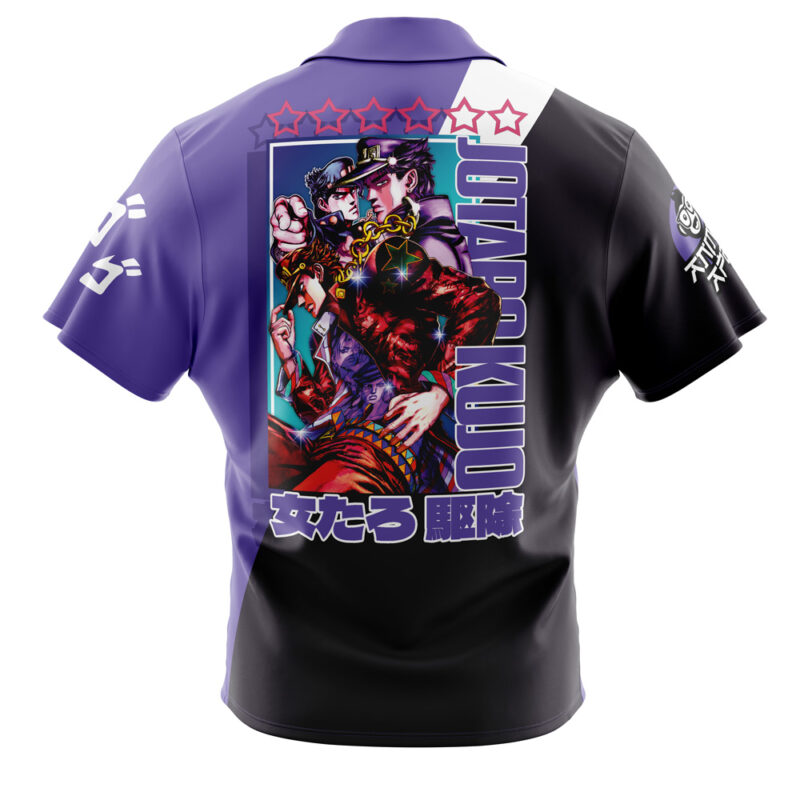 Jotaro Kujo Jojo’s Bizarre Adventure Button Up Hawaiian Shirt - Image 2