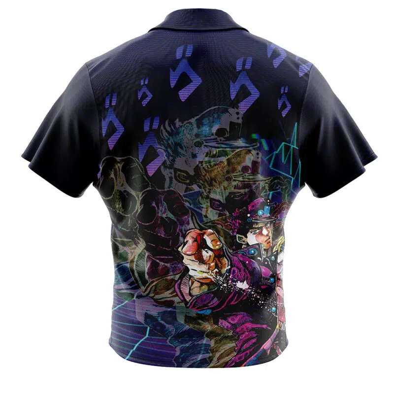 Kujo Jotaro Jojo's Bizarre Adventure Button Up Hawaiian Shirt - Image 2