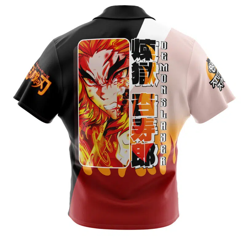 Kyojuro Rengoku Demon Slayer Button Up Hawaiian Shirt - Image 2