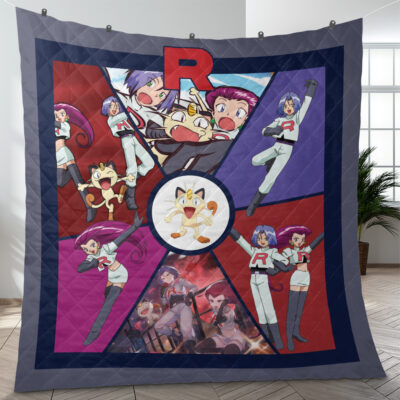 Team Rocket Pokemon Quilt Blanket
