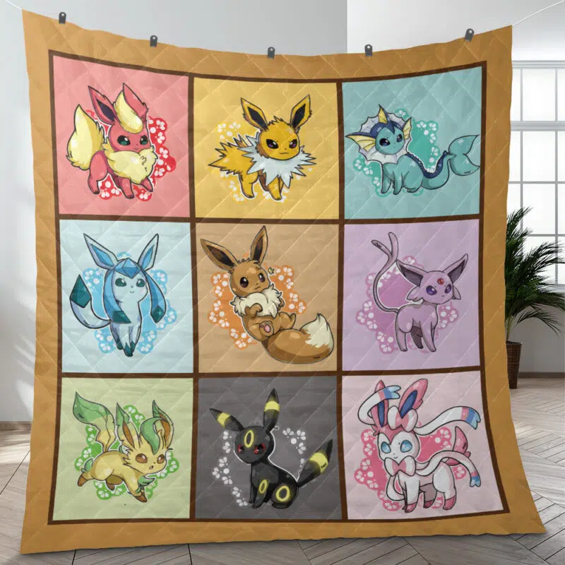 Eeveelutions Pokemon Quilt Blanket