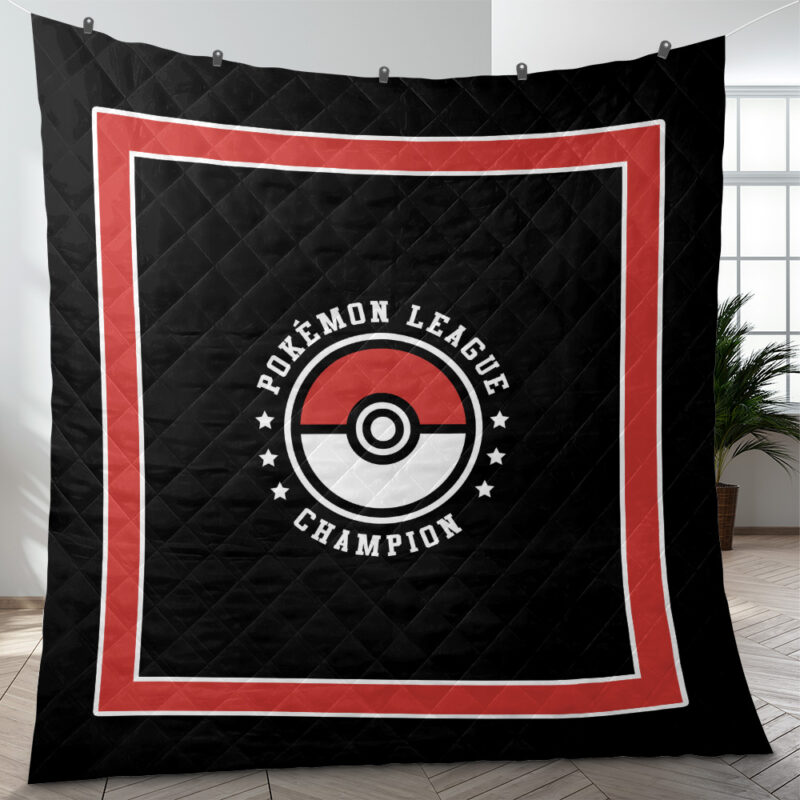 Poke League Champion Pokemon Quilt Blanket