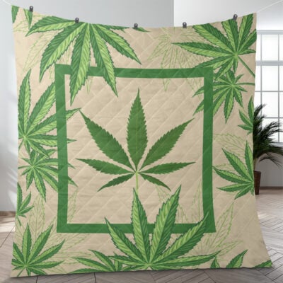 Marijuana Plants Pattern Quilt Blanket