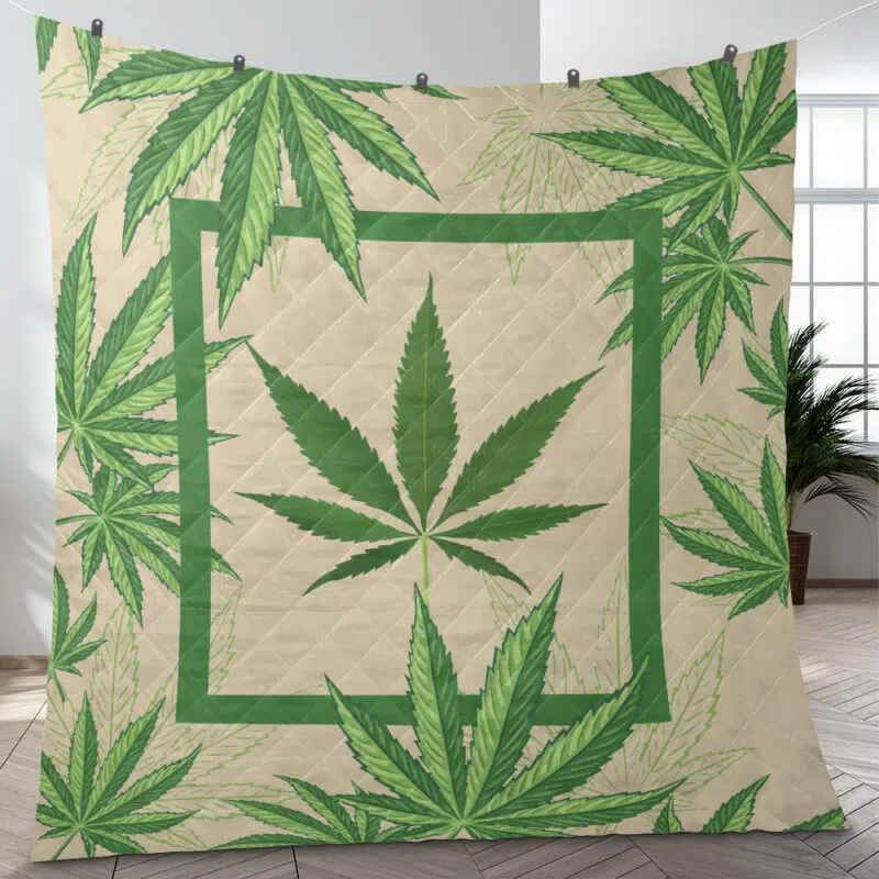Marijuana Plants Pattern Quilt Blanket