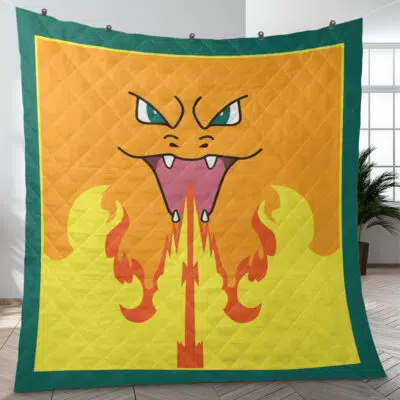 Charizard Face Pokemon Quilt Blanket