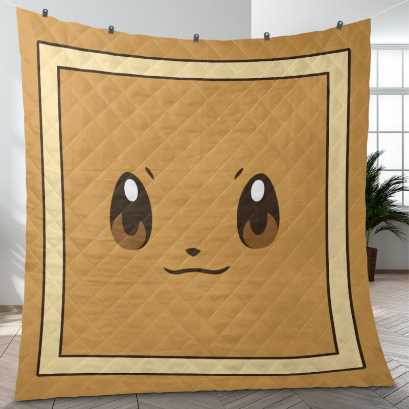 Eevee Face Pokemon Quilt Blanket