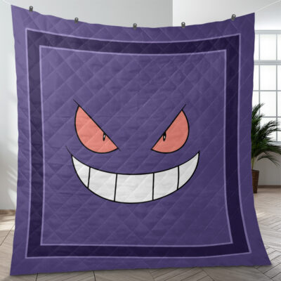 Gengar Face Pokemon Quilt Blanket