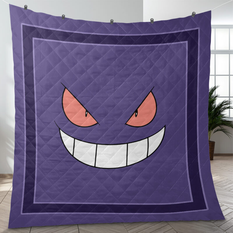 Gengar Face Pokemon Quilt Blanket