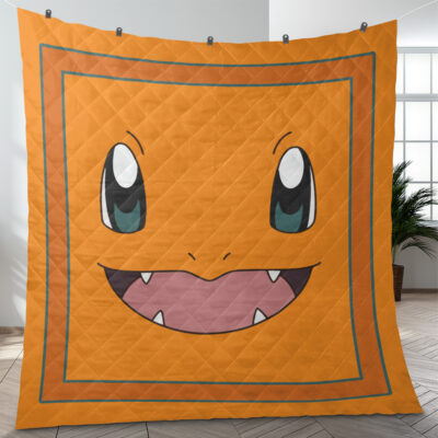 Charmander Face Pokemon Quilt Blanket