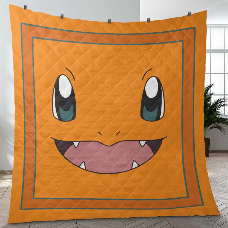 Charmander Face Pokemon Quilt Blanket