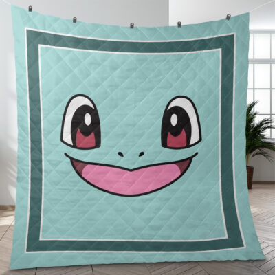 Squirtle Face Pokemon Quilt Blanket
