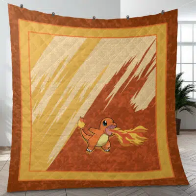 Charmander Attack Pokemon Quilt Blanket