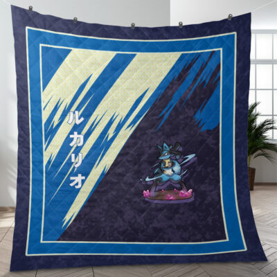 Lucario Attack Pokemon Quilt Blanket