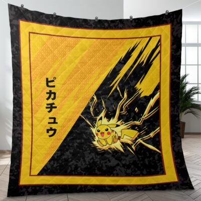 Pikachu Attack Pokemon Quilt Blanket