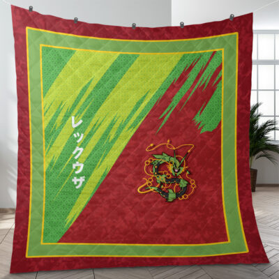 Rayquaza Attack Pokemon Quilt Blanket