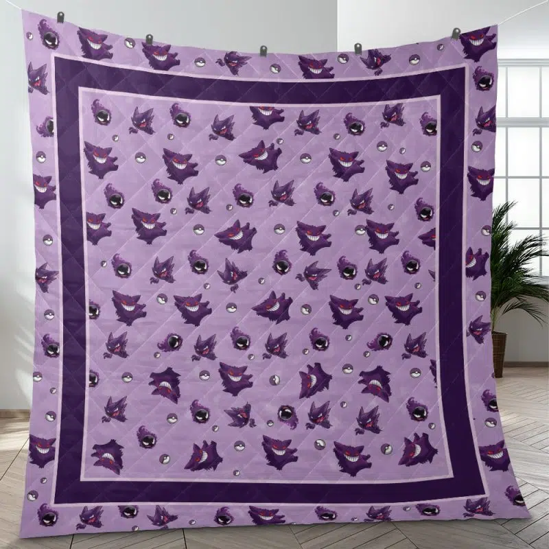 Gengar Pattern Pokemon Quilt Blanket