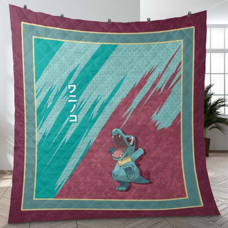 Totodile Attack Pokemon Quilt Blanket
