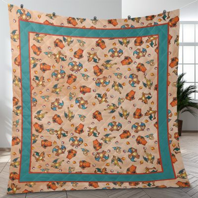 Charizard Pattern Pokemon Quilt Blanket