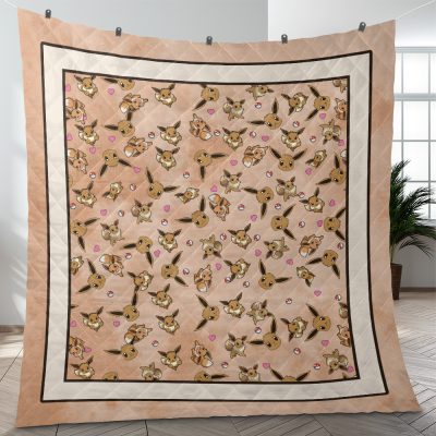 Eevee Pattern Pokemon Quilt Blanket