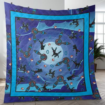 Shiny Umbreon Pattern Pokemon Quilt Blanket