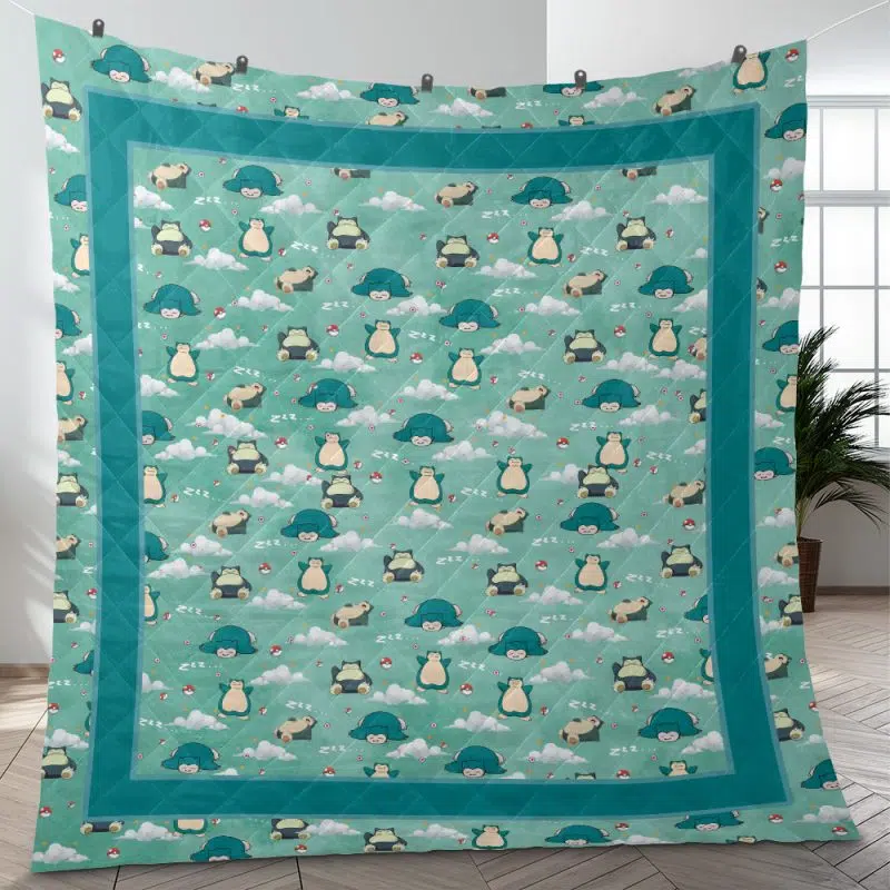 Snorlax Pattern Pokemon Quilt Blanket