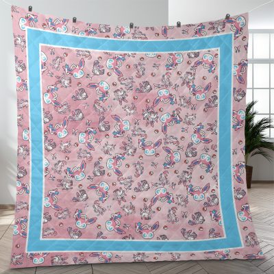 Sylveon Pattern Pokemon Quilt Blanket