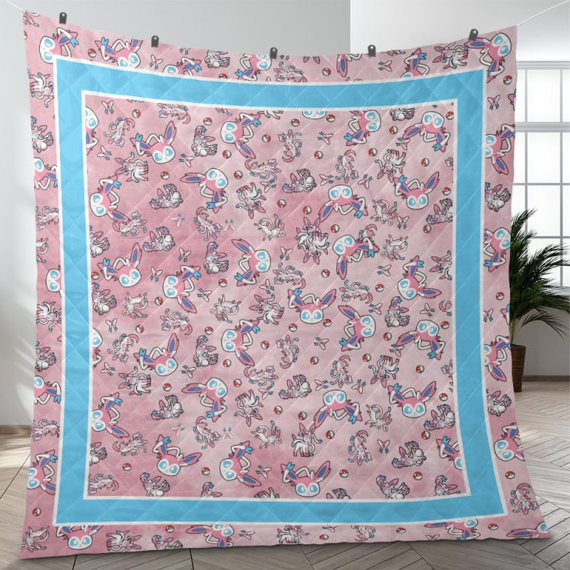 Sylveon Pattern Pokemon Quilt Blanket