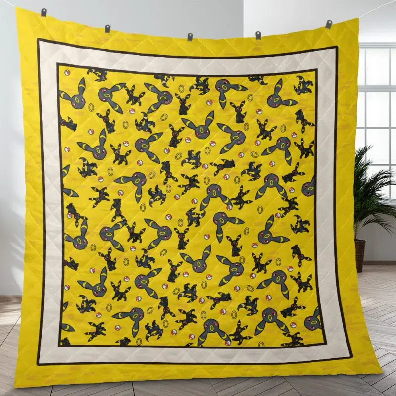 Umbreon Pattern Pokemon Quilt Blanket