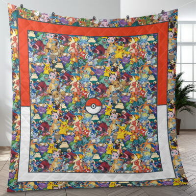 All Pokemon Pattern Quilt Blanket
