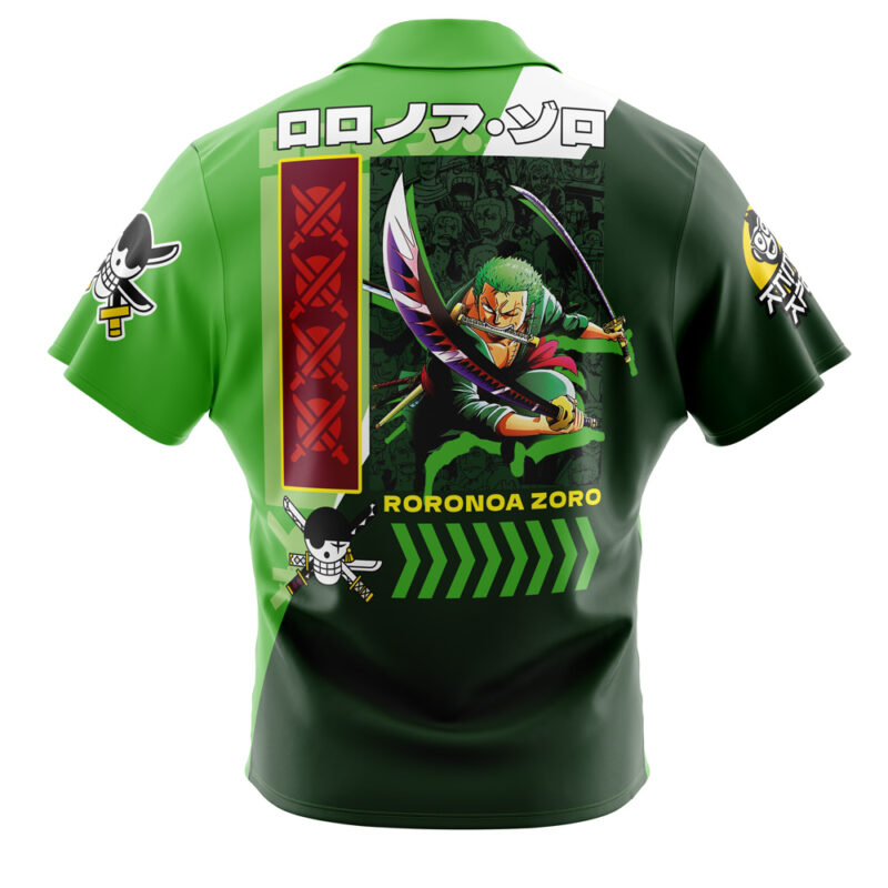 Roronoa Zoro V2 One Piece Button Up Hawaiian Shirt - Image 2
