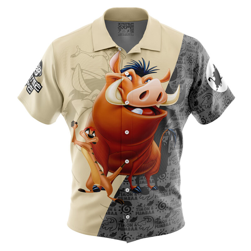 Timon & Pumbaa Lion King Button Up Hawaiian Shirt