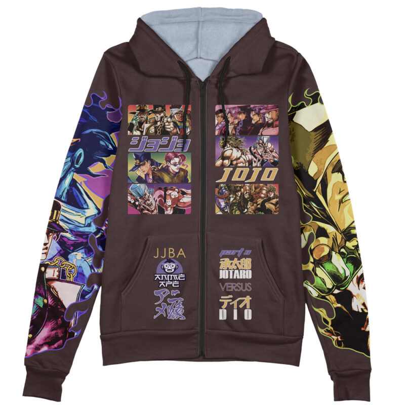 Stardust Crusaders Jojo’s Bizarre Adventure Streetwear Zip Hoodie Jacket - Image 2