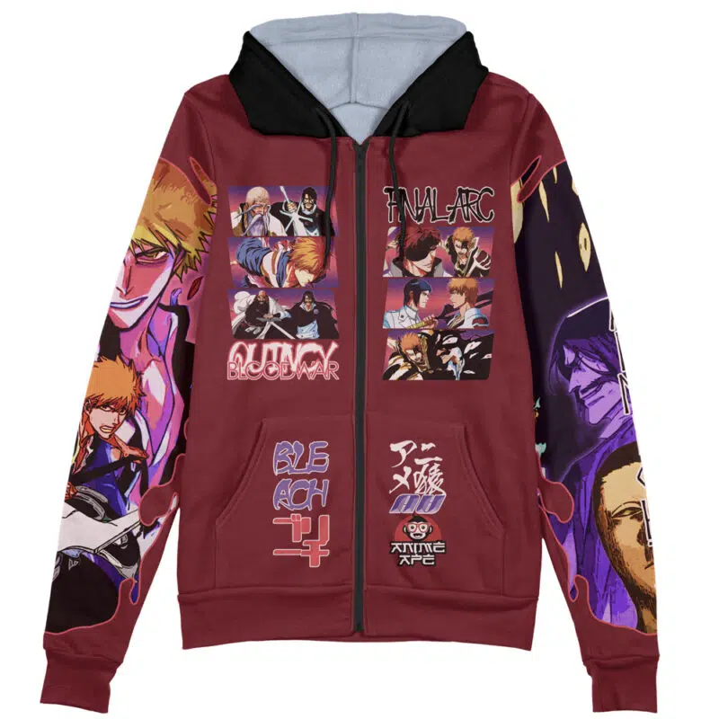 Thousand Year Blood War Arc Bleach Streetwear Zip Hoodie Jacket - Image 2