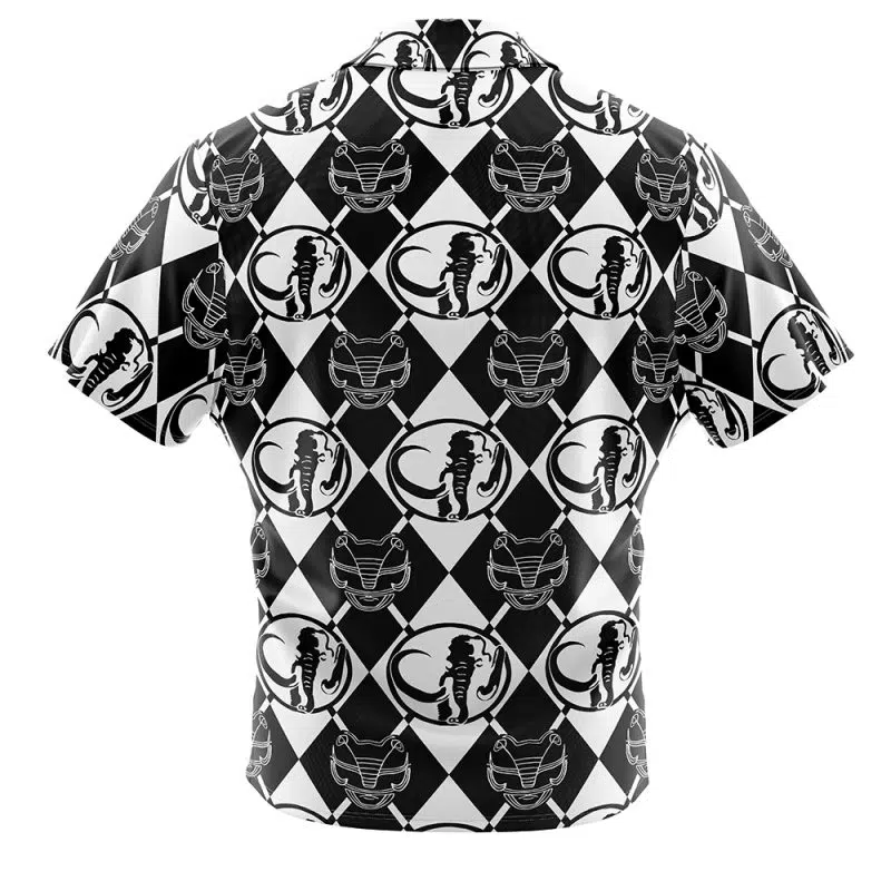 Black Ranger Pattern Power Rangers Button Up Hawaiian Shirt - Image 2