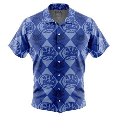 Blue Ranger Pattern Power Rangers Button Up Hawaiian Shirt