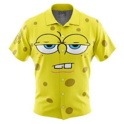 Bored Face Spongebob Squarepants Button Up Hawaiian Shirt