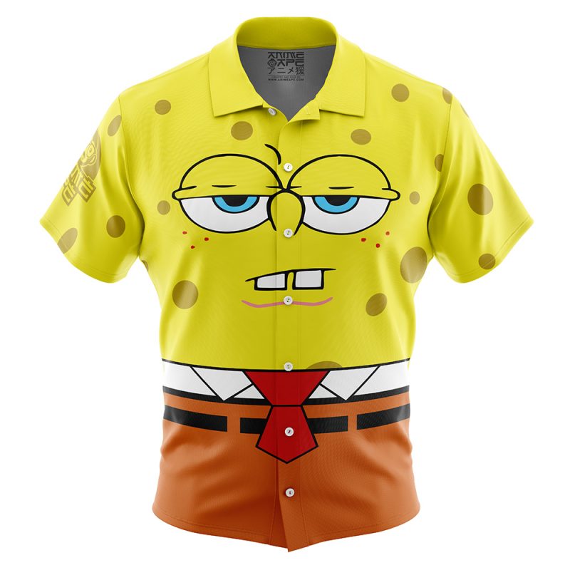 Bored Spongebob Squarepants Button Up Hawaiian Shirt