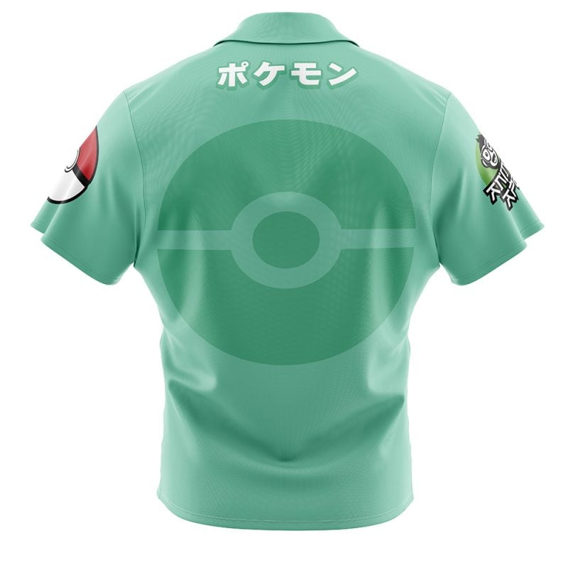 Bulbasaur Face Pokemon Button Up  Hawaiian Shirt - Image 2