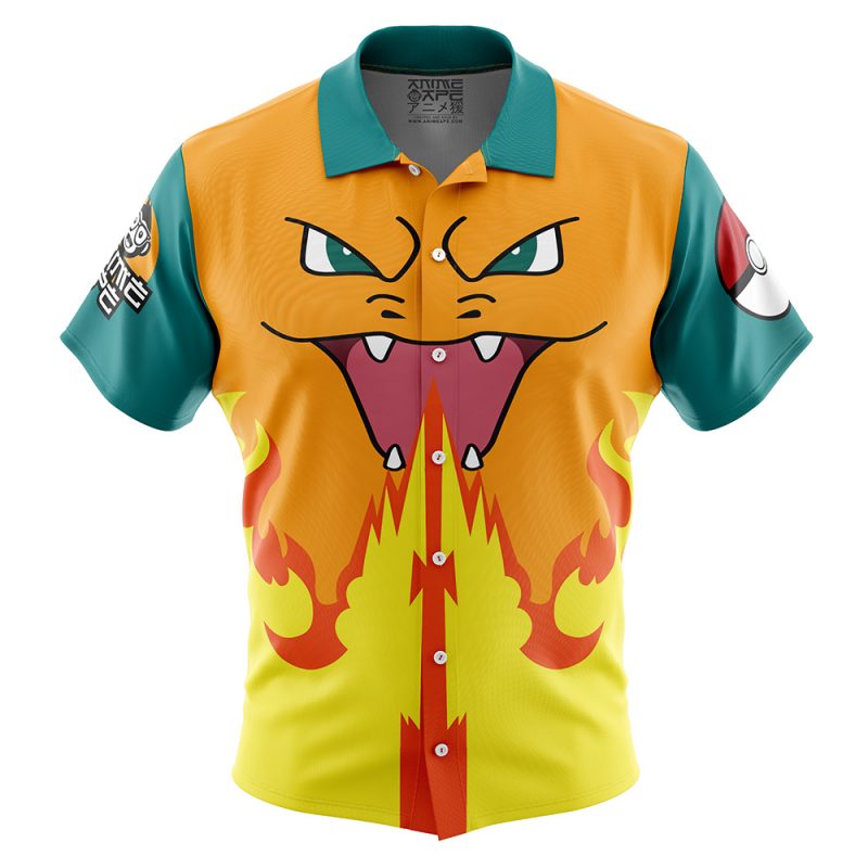 Charizard Face Pokemon Button Up Hawaiian Shirt