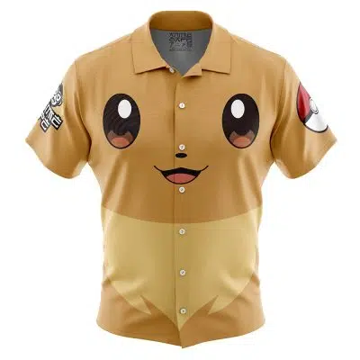 Eevee Face Pokemon Button Up Hawaiian Shirt
