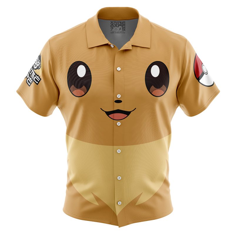 Eevee Face Pokemon Button Up Hawaiian Shirt