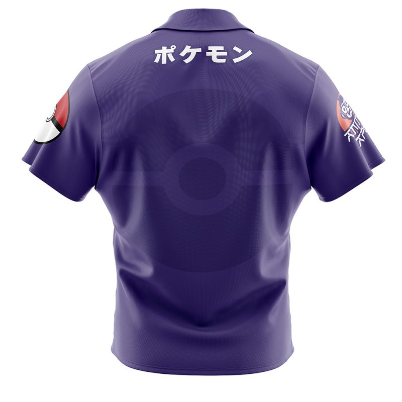 Gengar Face Pokemon Button Up Hawaiian Shirt - Image 2