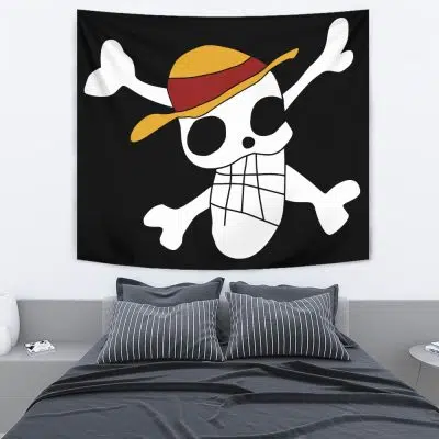 Luffy Drawing Strawhats Jolly Roger OP Tapestry