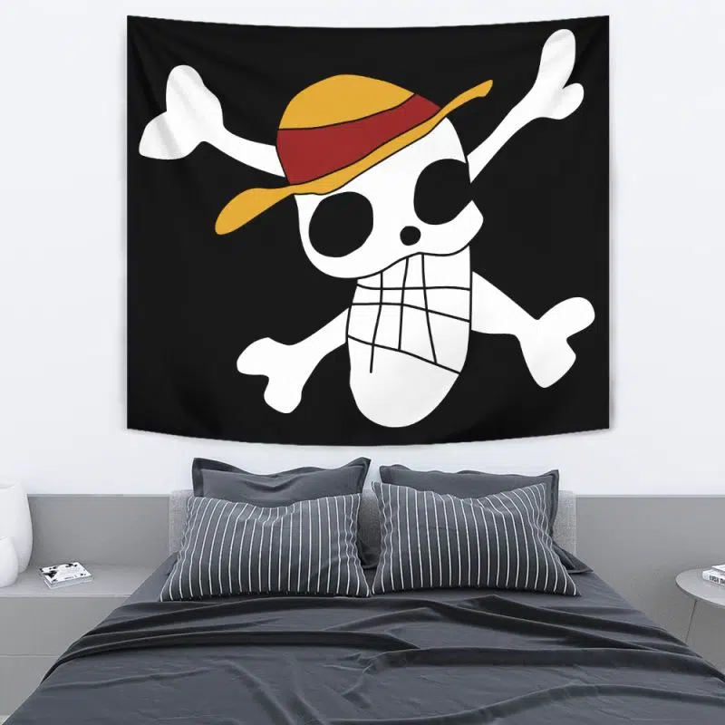 Luffy Drawing Strawhats Jolly Roger OP Tapestry