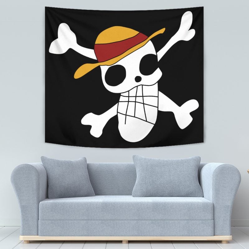 Luffy Drawing Strawhats Jolly Roger OP Tapestry