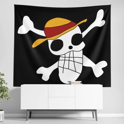 Luffy Drawing Strawhats Jolly Roger OP Tapestry