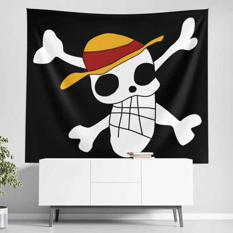 Luffy Drawing Strawhats Jolly Roger OP Tapestry
