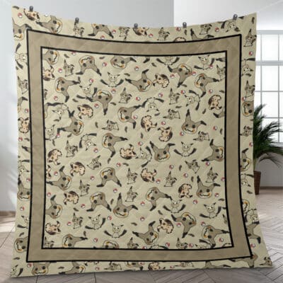 Mimikyu Pattern Pokemon Quilt Blanket