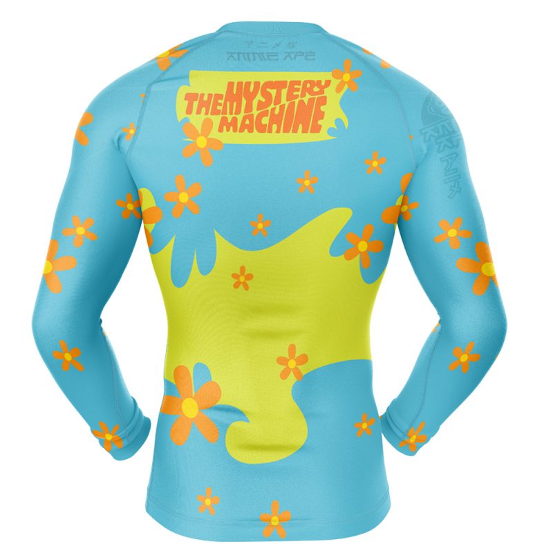 Mystery Machine Pattern Scooby Doo Long Sleeve Rash Guard Compression Shirt - Image 2