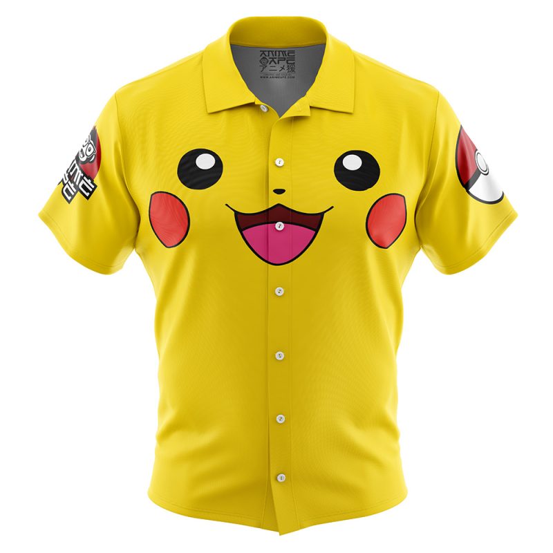 Pikachu Face Pokemon Button Up Hawaiian Shirt